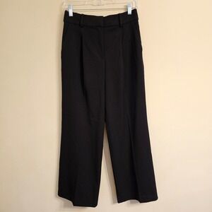 NWT Women's Loft The Peyton Trouser Wide Leg Black Pleated Career Size 8P